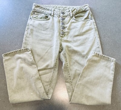 Dondup Italy Koons Loose Fit Jeans Womens Sage Green Button Fly Designer Denim 4
