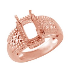 Semi Mount Causal Ring 6X10MM Cushion Shape Checkerboard Cut Sterling Silver