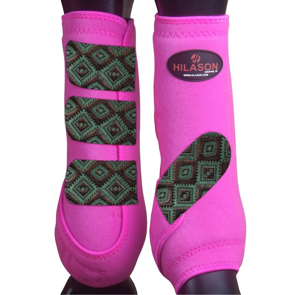 Rosa Azteca Turquesa y Cobre Grande HILASON Caballo Medicina Botas Deportivas Traseras Foto 2 de 2