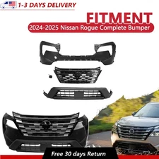 Fit For 2024-2025 Nissan Rogue Front Grille & Bumper Cover Kit W/ Tow Hook Hole