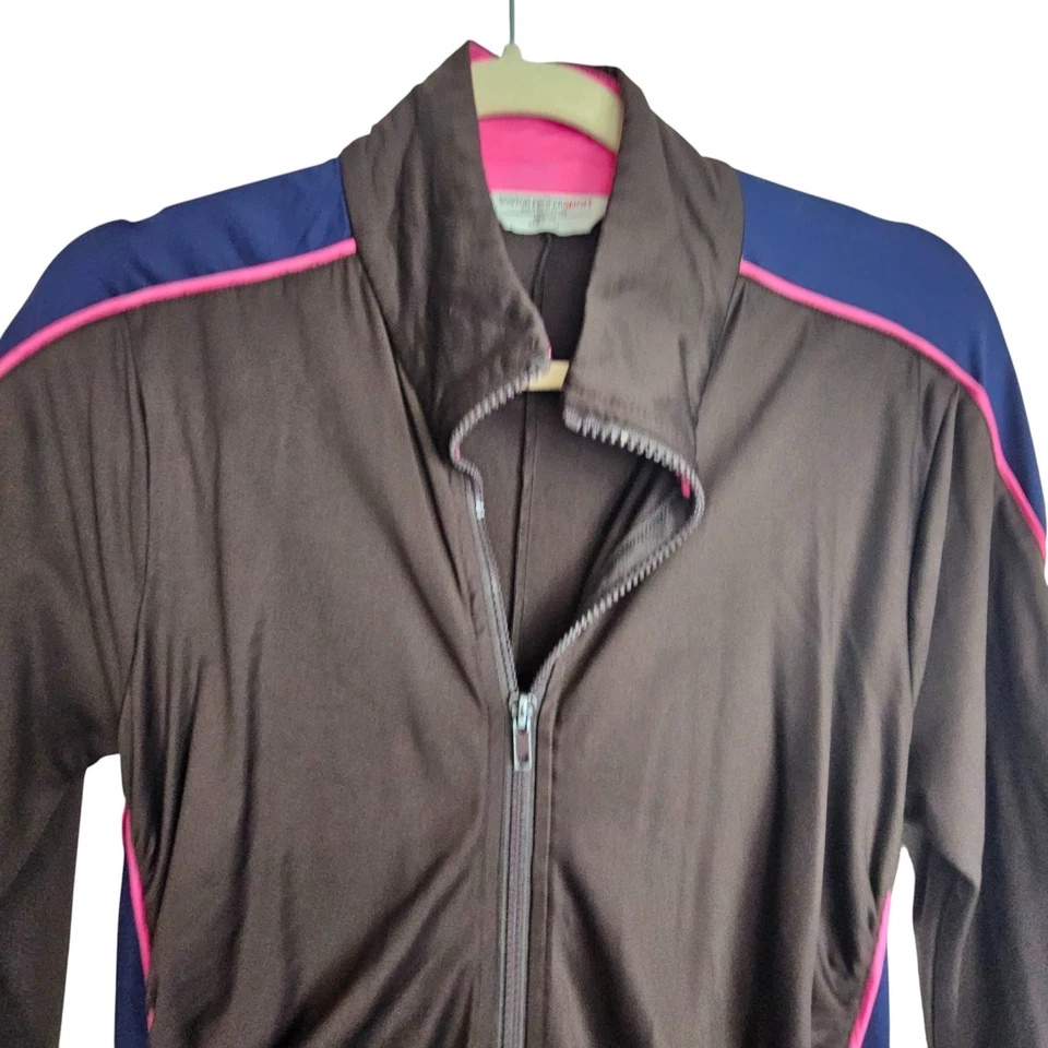 Boston Proper Chaqueta Deportiva Cremallera Chaqueta Atlética Mujer M Marrón Azul Foto 2 de 4