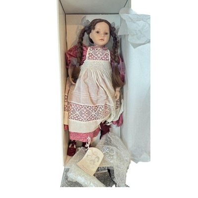 Pauline's Limited TANIA Edition Dolls Porcelain Doll Braids Dress with Box Bear