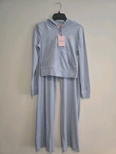 JUICY COUTURE Velour Tracksuit Bling OG Hoodie  Pant blue rare frosted size M 