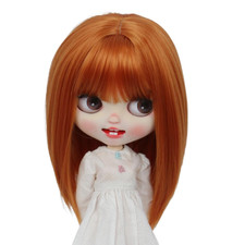 Doll Wig Short Straight Hair Carrot Orange 10-11 Inch Head Size Fit Blyth Qbaby