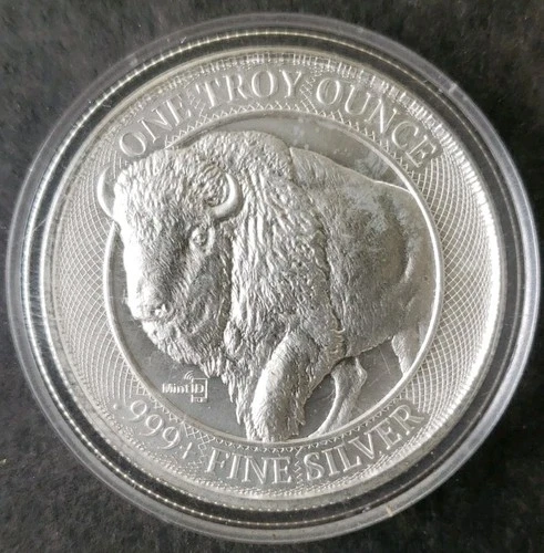 MintID 1oz Silver Buffalo Round in a Capsule