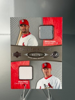 ALBERT PUJOLS 1/25 UPPER DECK SCOTT ROLEN JERSEY SWEET THREADS DUALS 2005 STD-RP