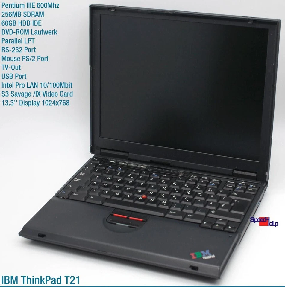 Notebook IBM THINKPAD T21 INTEL PENTIUM 3 600MHZ Laptop Windows WIN 98 LPT 60GB - Immagine 2 di 4
