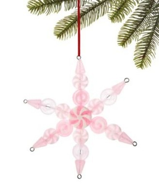 New Holiday Lane Sweet Tooth Peppermint Snowflake Ornament Pink