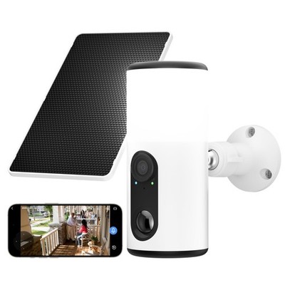 Floodlight with Solar Panel, 4MP Battery Powered Cameras for Home , 2 Way Aud...