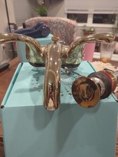KOHLER Cursiva 4 in. Centerset Double Handle Bathroom Faucet in Vibrant Brass