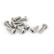 10 Pcs M6x18mm 316 Stainless Steel Phillips Pan Head Machine Screws Silver Tone