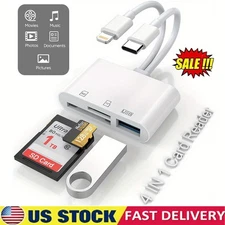 4-in-1 USB-C SD/TF Card Reader for iPhone/iPad/Android/PC OTG Adapter plug&play