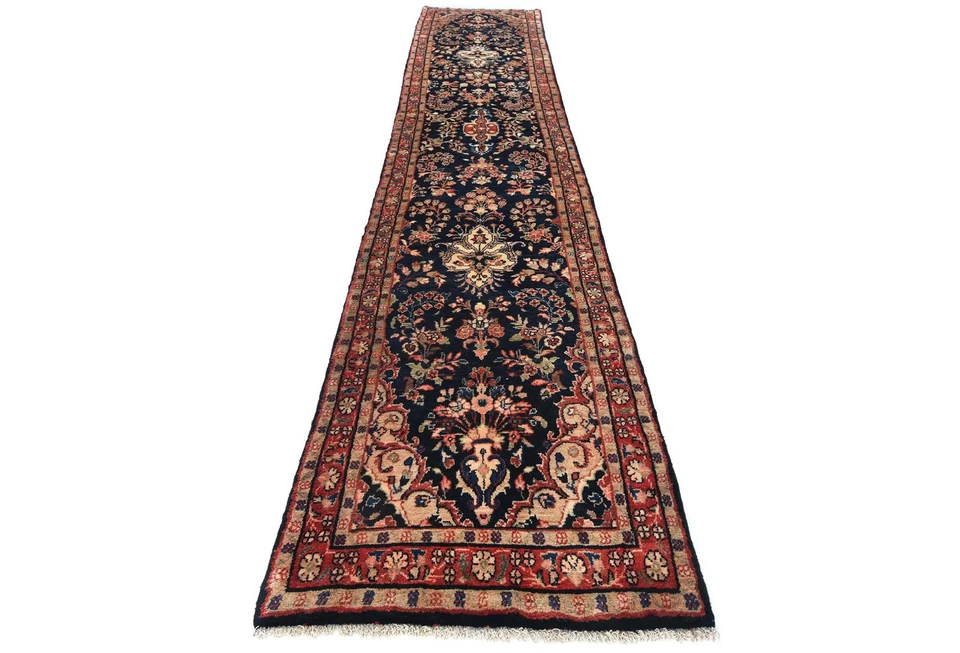 Alfombra de corredor tribal vintage hecha a mano 3X15 pies diseño floral alfombra de pasillo oriental Foto 2 de 4