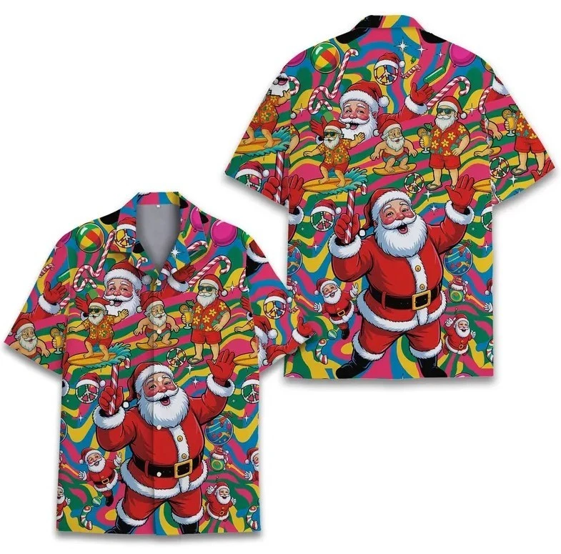 Funny Christmas in July Hawaiian Shirt for Men, Women, Youth, Trippy Design