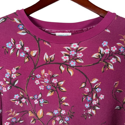 #ad #ad Sundance Loretta Waffle Knit Thermal Floral Bohemian Boho Long Sleeve Tee Large $25.00