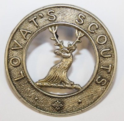 Mützenabzeichen 1. Weltkrieg Lovat's Scouts Weißmetall Top Zustand