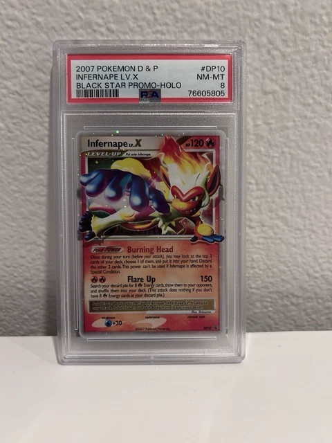2007 INFERNAPE LV.X Pokemon #DP10 Diamond & Pearl Black Star Promo Holo PSA 8