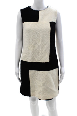 Milly Of New York Womens White Wool Geometric Shift Mini Dress Sleeveless Size 1