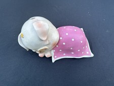 Ceramic Piggy Bank Sleeping Pig with Pink Polka Dot Blanket Animal Theme