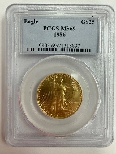 1986 1/2 Oz Gold Eagle Coin MS69 PCGS
