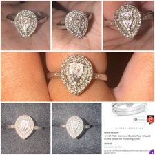 Zales 1/4 CT. T.W. Sterling Silver Diamond Double Pear Engagement Ring