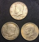1964  (90% SILVER)  KENNEDY HALF DOLLARS - LOT OF 3 COINS