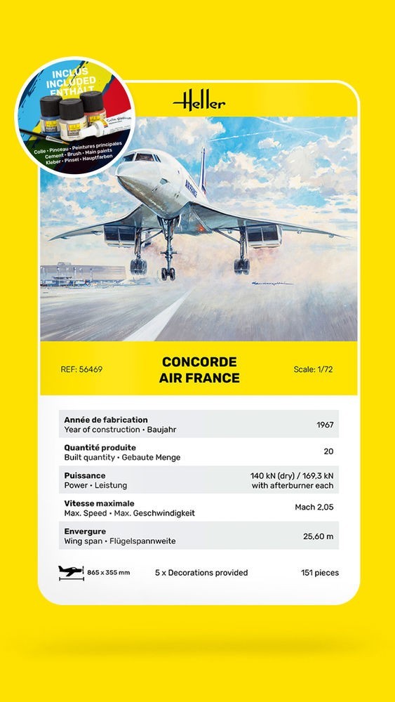 Maquette Concorde Air France Heller 56469 à l'échelle 1/72