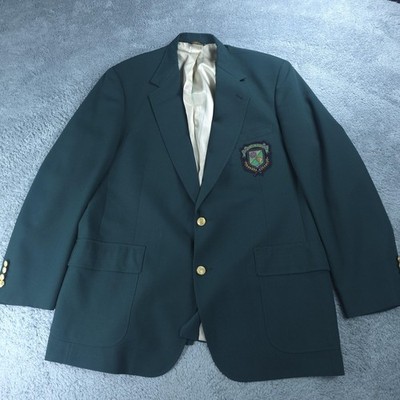 Vintage Wimbledon Blazer Jacket Mens 48 Green Tennis Racquet Club Made USA