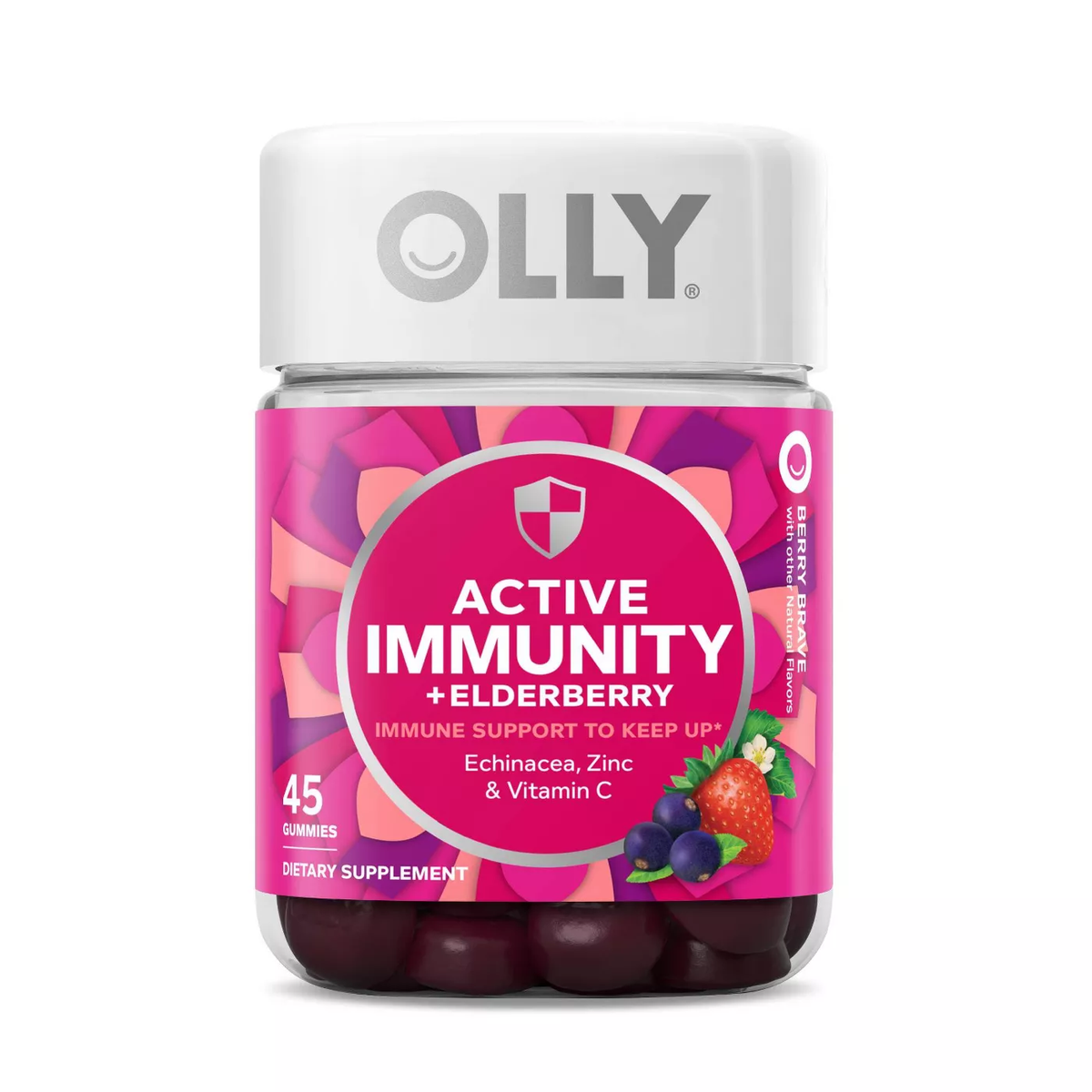 Olly Active Immunity 45ct Echinacea Zinc + Vitamin C Elderberry