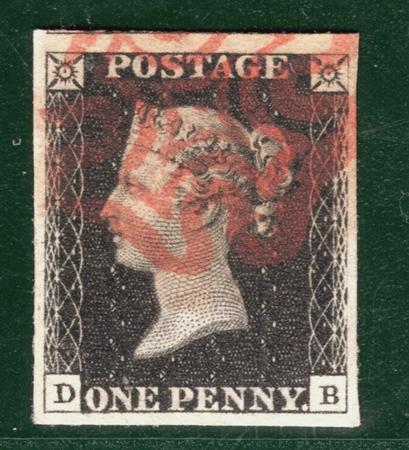 GB PENNY BLACK 1840 QV Stamp SG.2 1d Plate 6 (DB) Used Red MX Cat £400 REDG48 - Picture 4 of 6