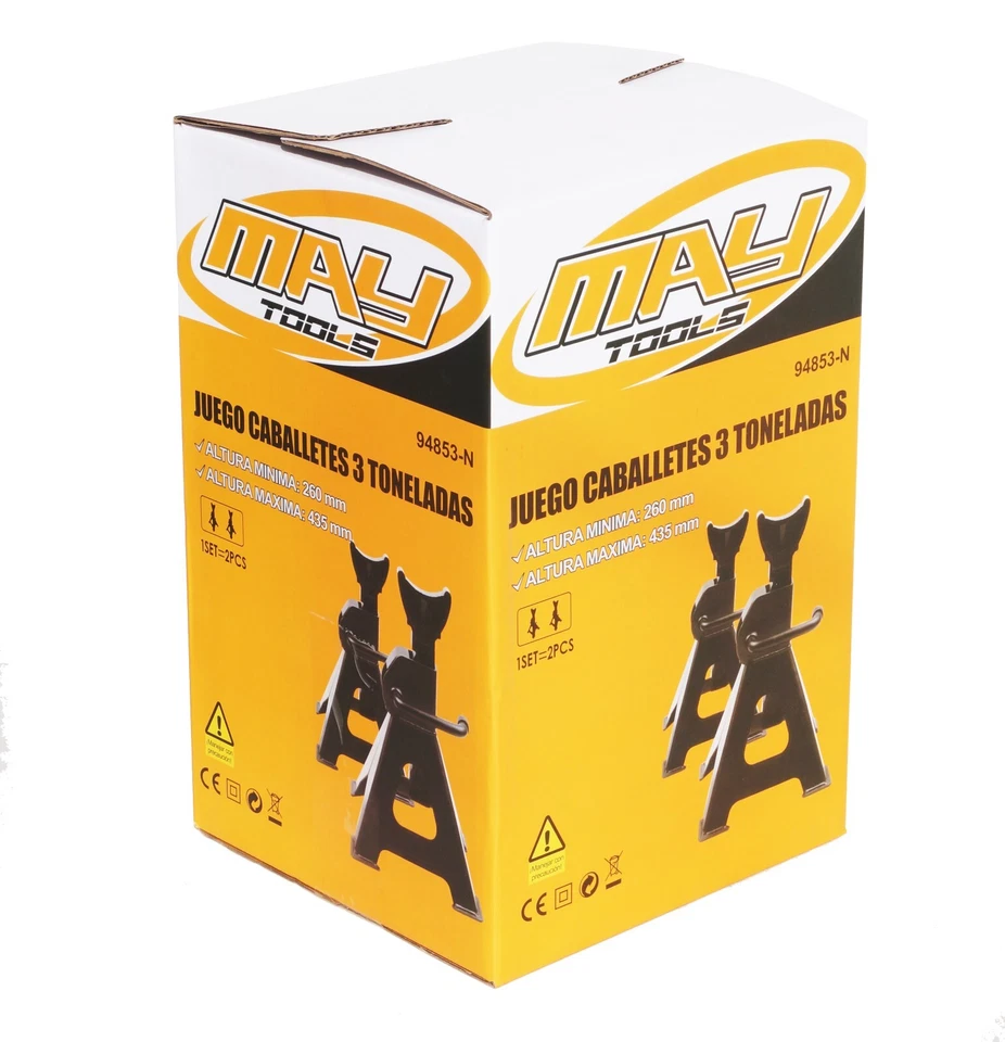 JUEGO 2 CABALLETES BORRIQUETAS 3 TONELADAS CON 2 TACOS GOMA PROTECCION JMK10059N - Imagen 4 de 4