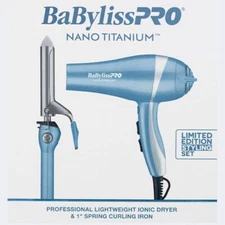 BABYLISSPRO NANO TITANIUM LIGHTWEIGHT DRYER + 1" SPRING CURLING IRON BNTPP68
