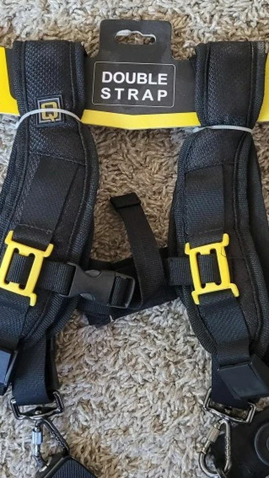 Correa de cinturón de liberación rápida negra de doble hombro para cámara réflex digital Canon Nikon 2 Foto 4 de 4