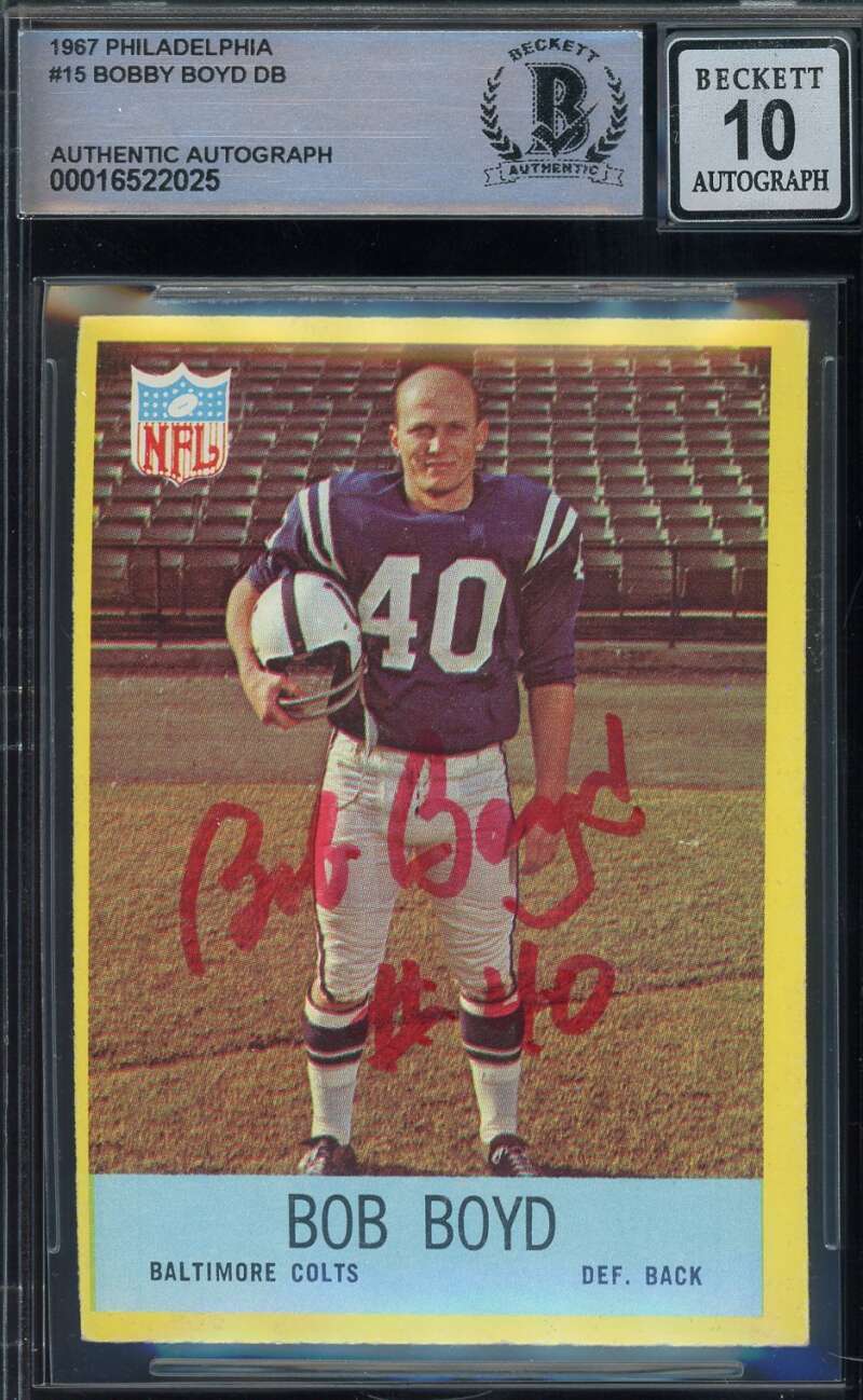 Bob Boyd Gem Mint 10 Beckett BAS Signed 1967 Philadelphia Autograph