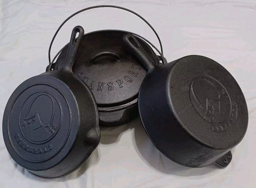 Used Stansport Cast Iron Pot And Pans With 1 Lid
