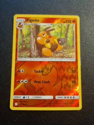 REVERSE HOLO Pokemon Sonne & Mond Kosmische Finsternis TCG Karte Pignite 32/236