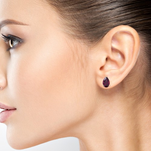 Pear Cut Natural Gemstone Stud Earring For Women Gift | Bezel Set in 14k Gold - Picture 115 of 121