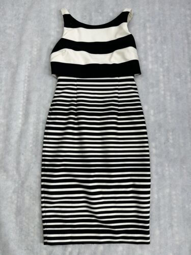 (i) Size 8 Coast Black And White Stripey Dress Wedding Guest Occasion Party - Picture 1 of 2