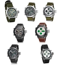 Men's Waterproof Army Outdoor Luminous Wrist Watch Digital Quartz Dual Display