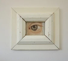 Vintage Rustic Painted Reclaimed Wood  Picture Frame Farmhouse Lovers Eye