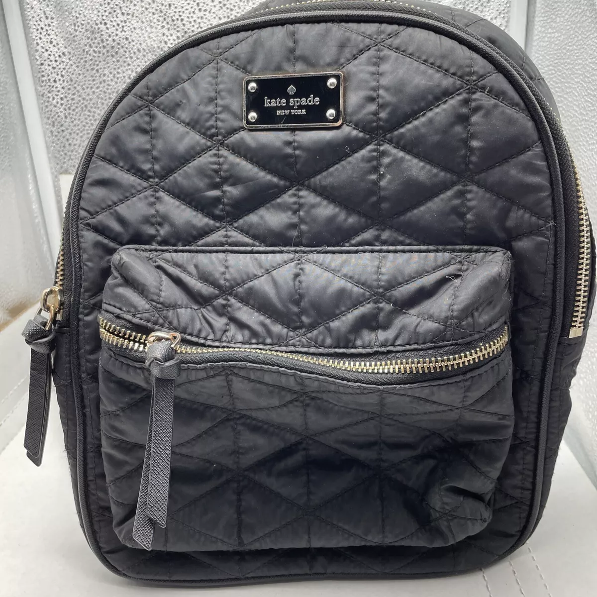 Kate Spade NY Bradley Mini Backpack Nylon Leather Trim Purse Black