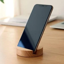 Wooden Phone Stand Simple Japanese Style Round Elegant Base