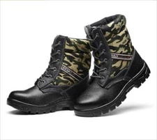 Mens Lace Up High Toe Camouflage Labor Shoes Fur Lined Work Ankle Boot Safe Shoe