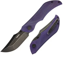 VDK Knives Talisman Folding Knife 3.25" D2 Tool Steel Blade Purple G10 Handle