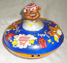 Ohio Art Sleepy Teddy Spinning Top Vintage 7 inch Tin Toy, Works