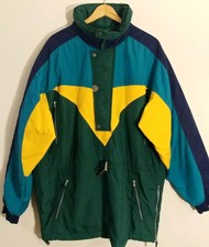 Vintage Edelweiss Skiwear Mens Pullover  Retro Colors Teal Blue Green Yellow L