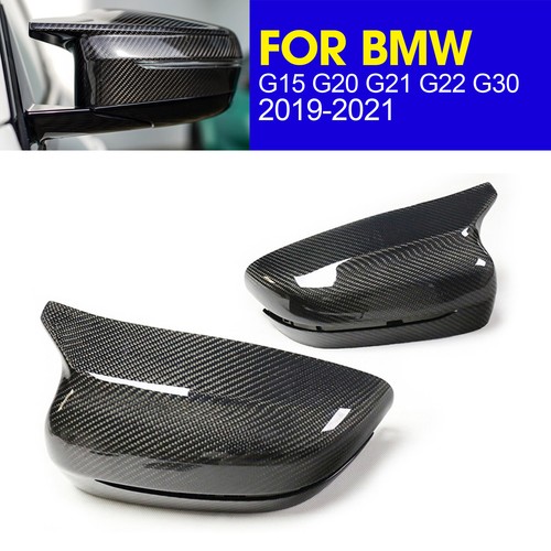 2PCS Real Carbon Fiber Side Mirror Cover Cap For BMW G15 G22 G21 G20 G30 19-2021