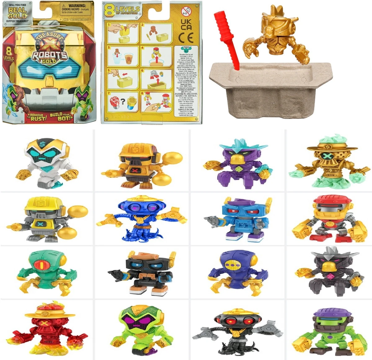 Treasure X Robots Gold Mini Robots Assorted Remove Build Discover