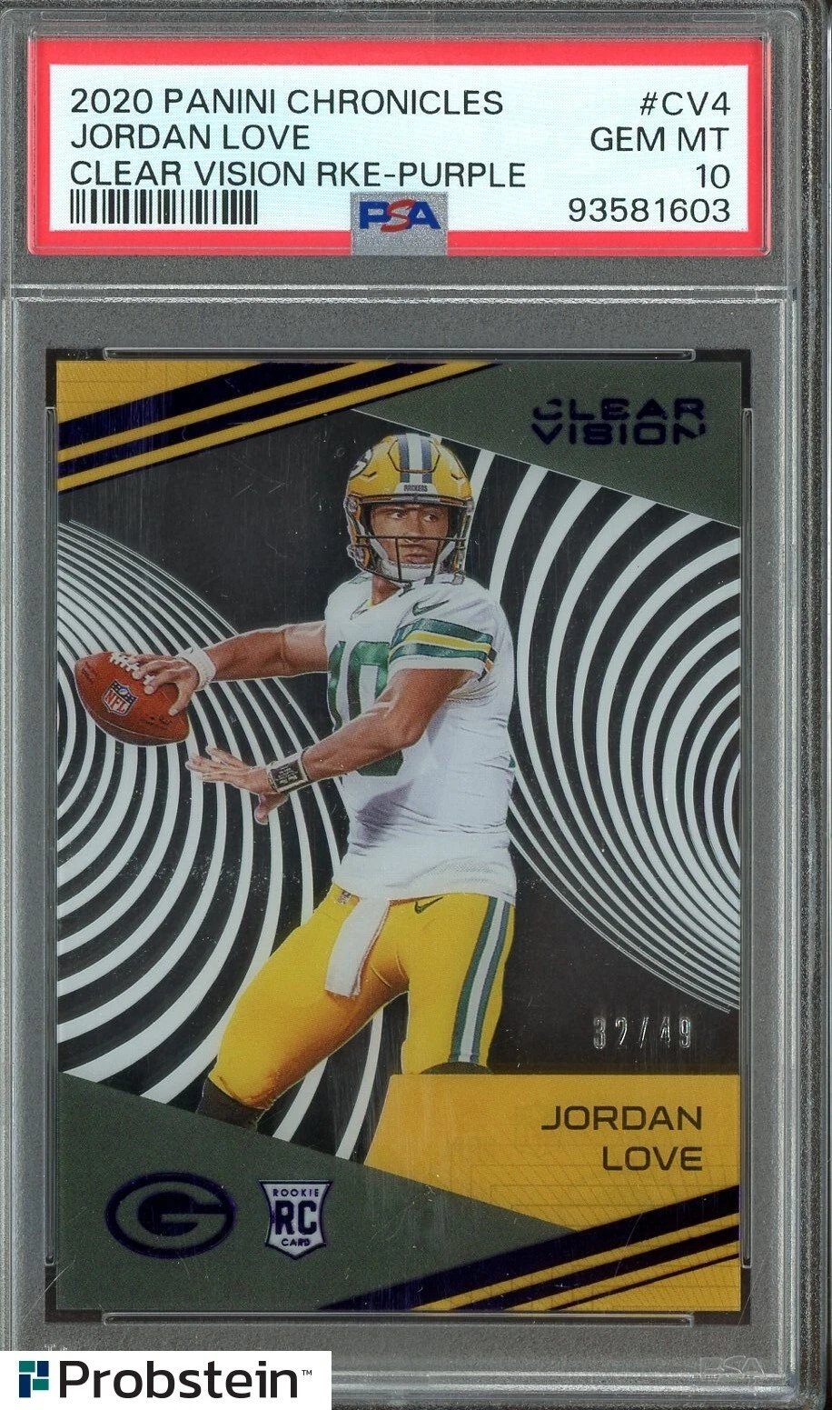Jordan Love Panini Chronicles Clear Vision Rookies #CV4 Purple