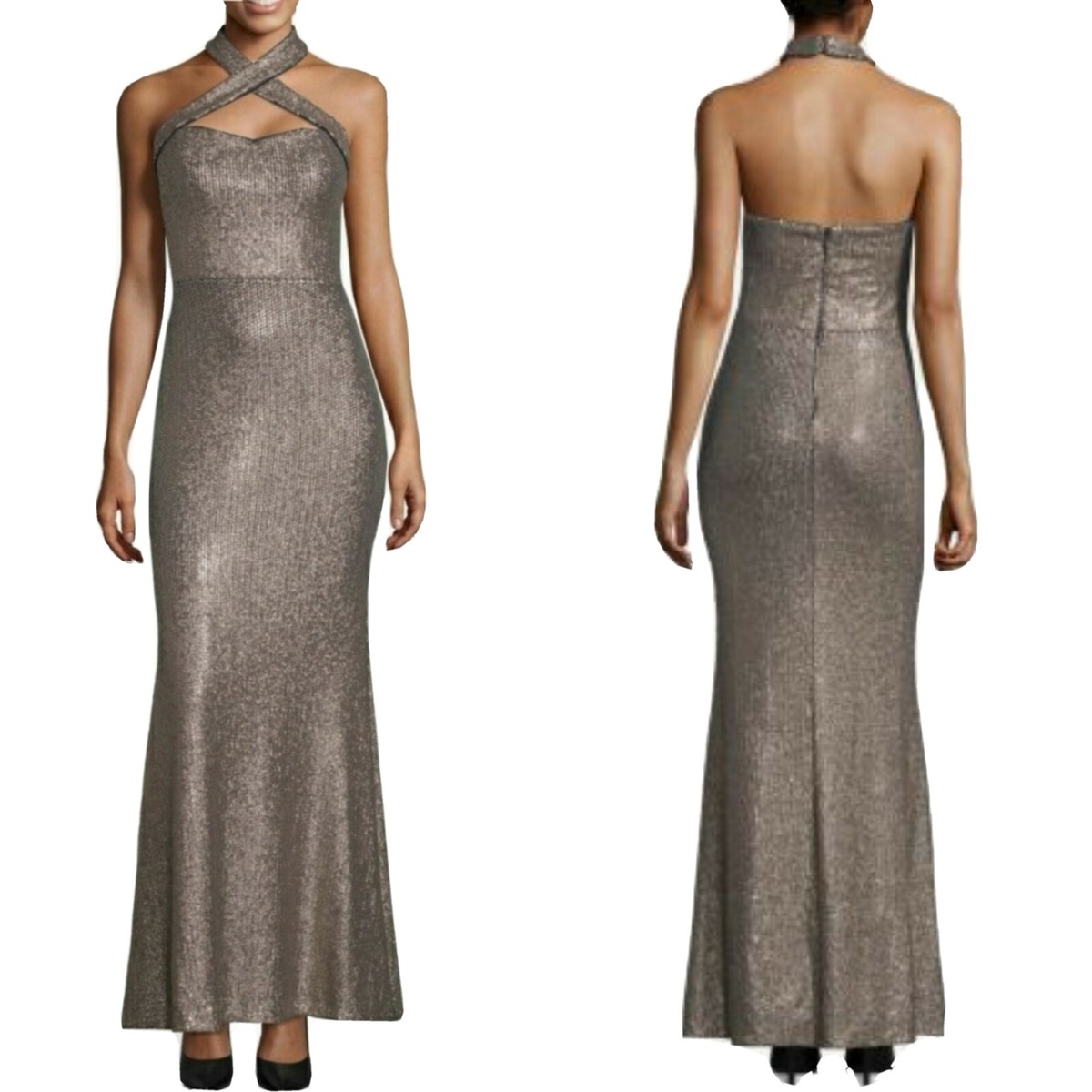 slim fit dress slacks Xscape Sequin Faux Wrap Gown – DGFOutlet main image 1